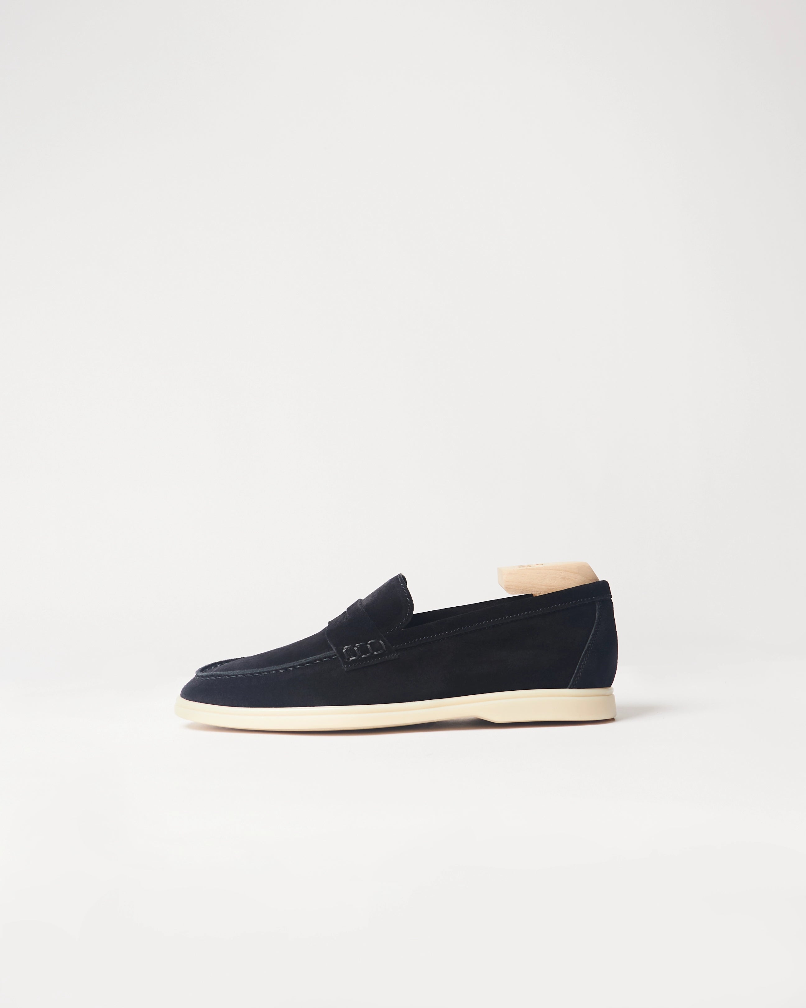 Berwick Flex Walk Penny Loafer 10133 Go Rain Janus Suede Black leather shoes side view