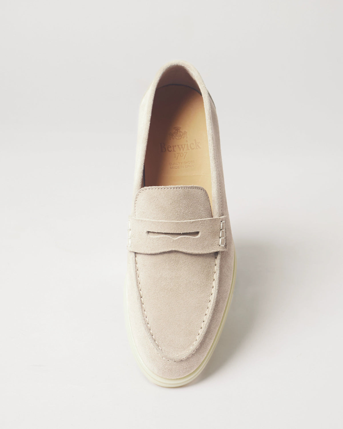 Berwick Flex Walk Penny Loafer 10133 Yankee Suede Avola leather shoes top front view