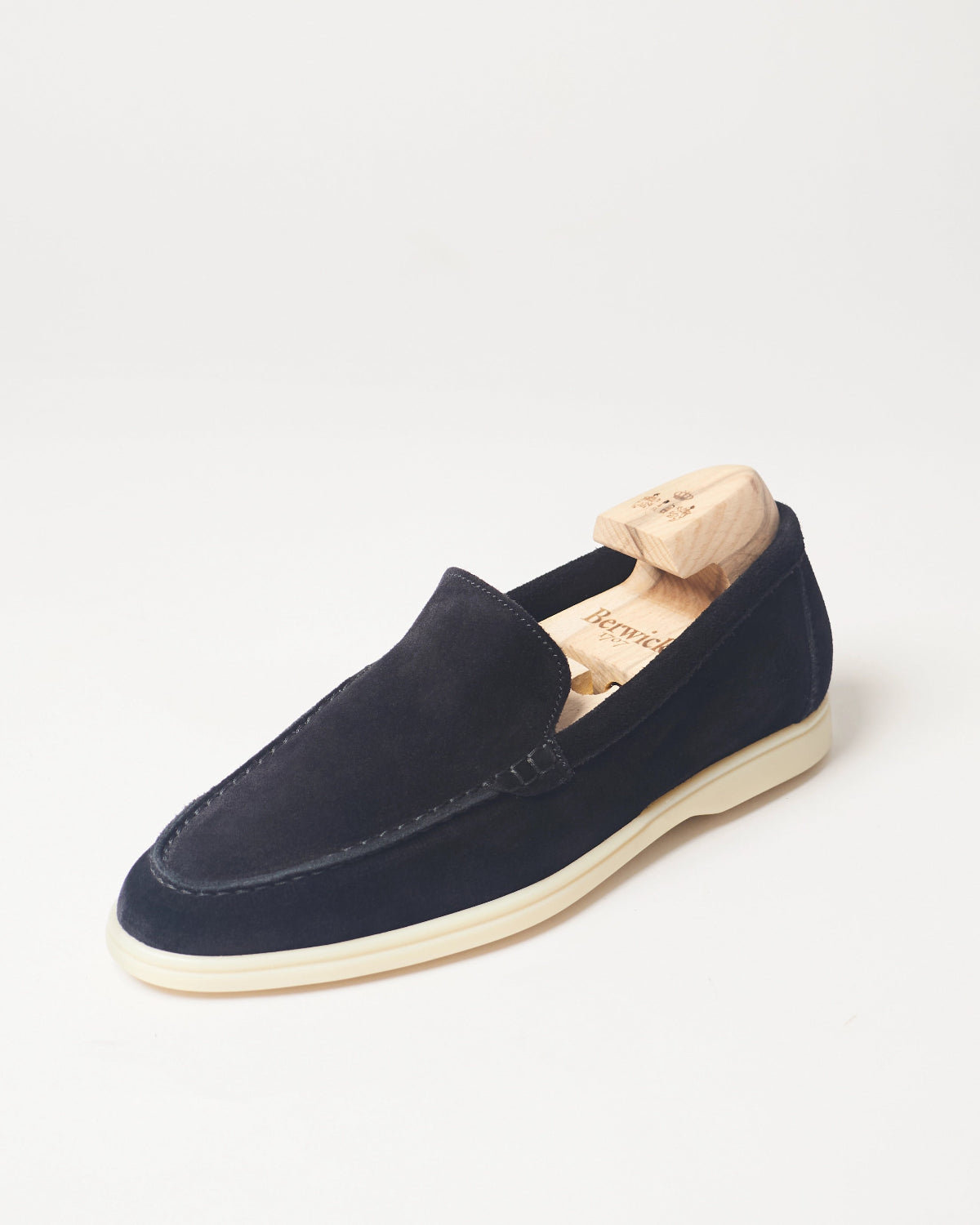 Berwick Flex Walk Plain Loafer 195 Go Rain Janus Suede Black single shoe front angle view