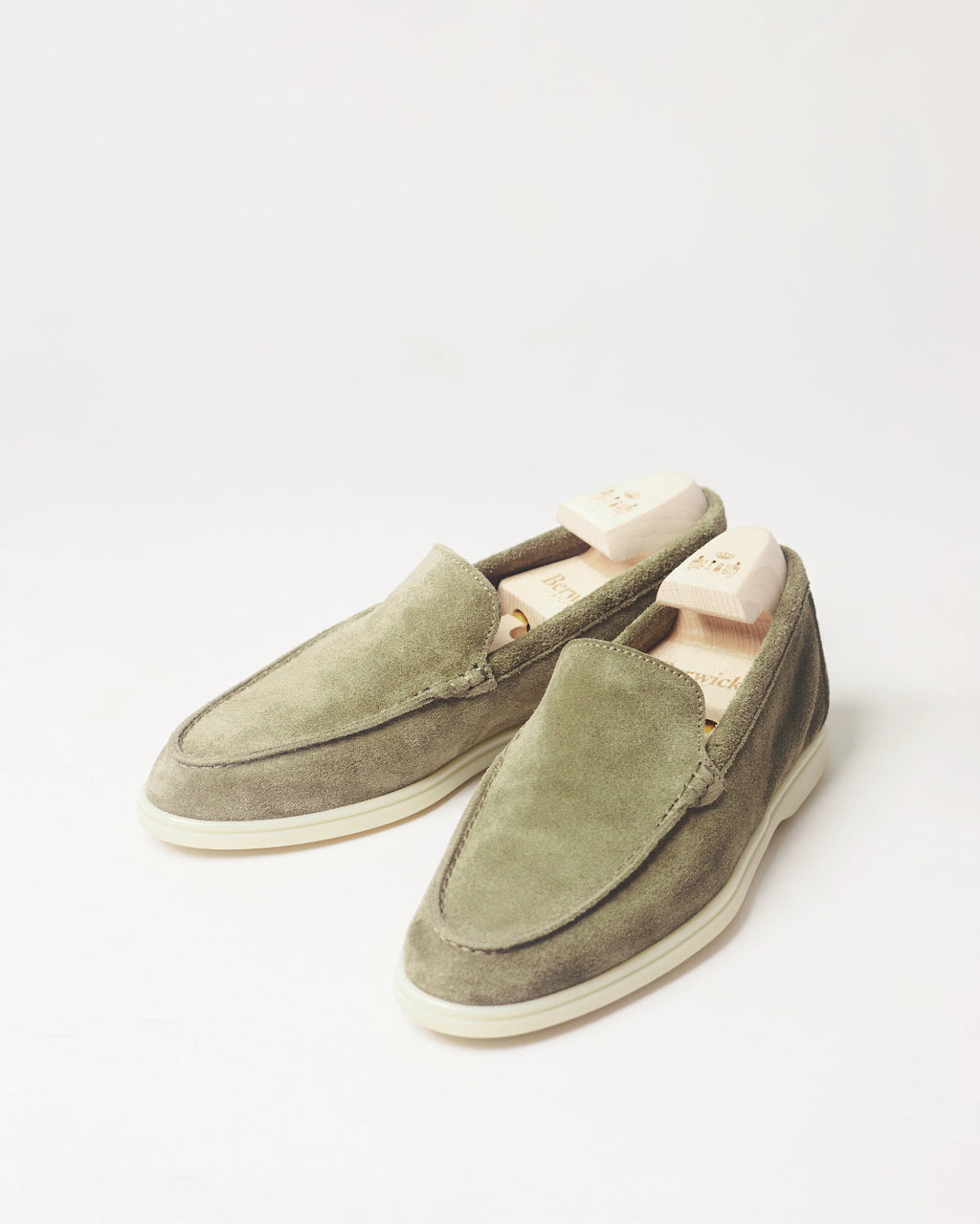 Berwick Flex Walk Plain Loafer 195 Go Rain Janus Suede Quercia leather shoes pair front angle view