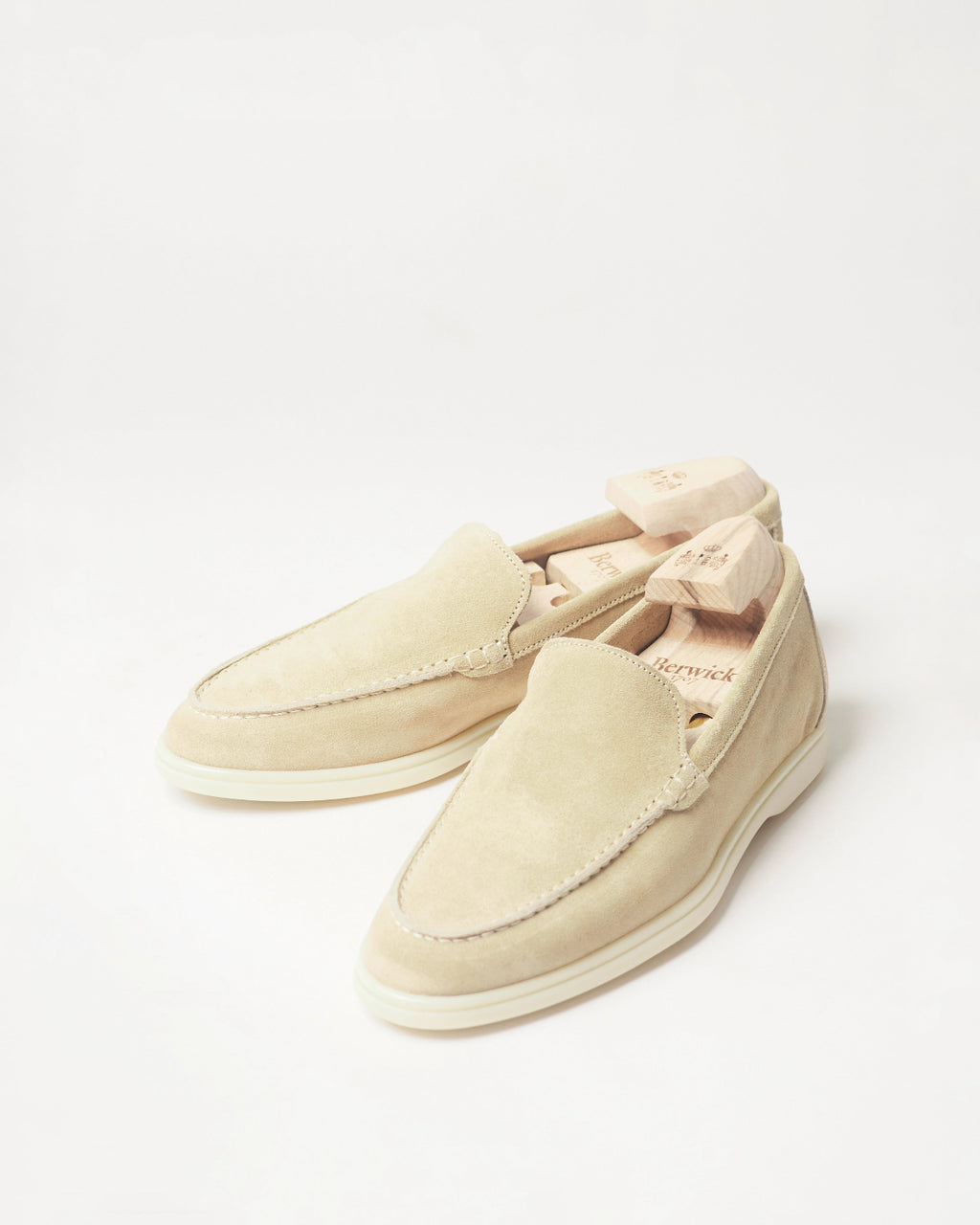 Berwick Flex Walk Plain Loafer 195 Go Rain Janus Suede Sughero leather shoes pair front angle view
