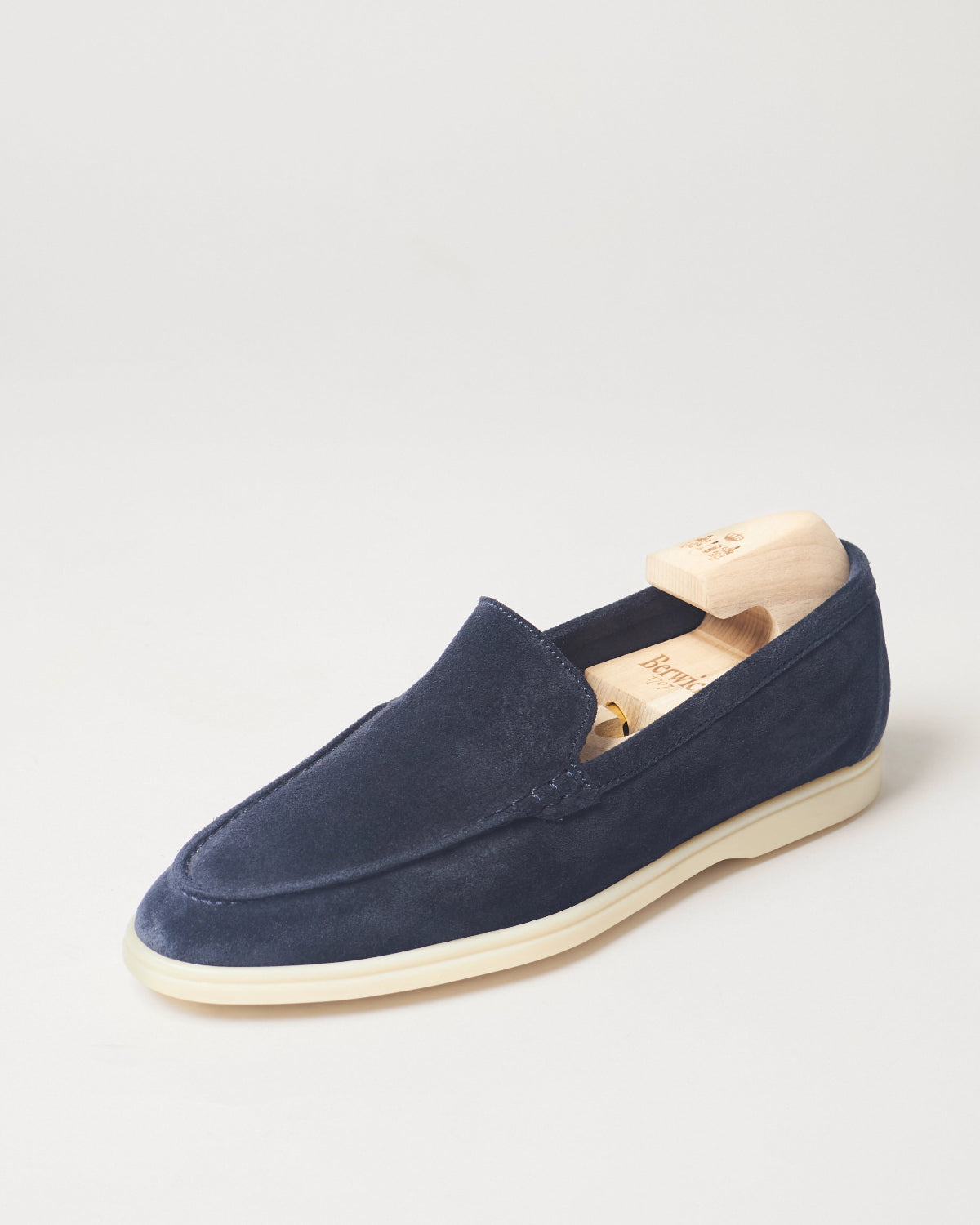 Berwick Flex Walk Plain Loafer 195 Repello Suede Gum Oil Baltic single shoe front angle view