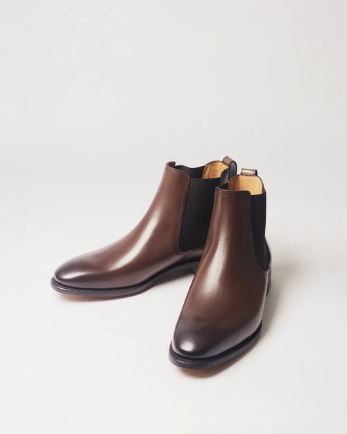 Berwick Chelsea Boot 376 Nomera Dark Brown Elastico Marron leather boots pair front angle view