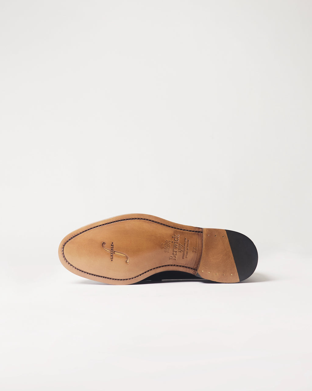 Berwick Penny Loafer 5138 Box Calf Black smooth leather shoe leather outsole view