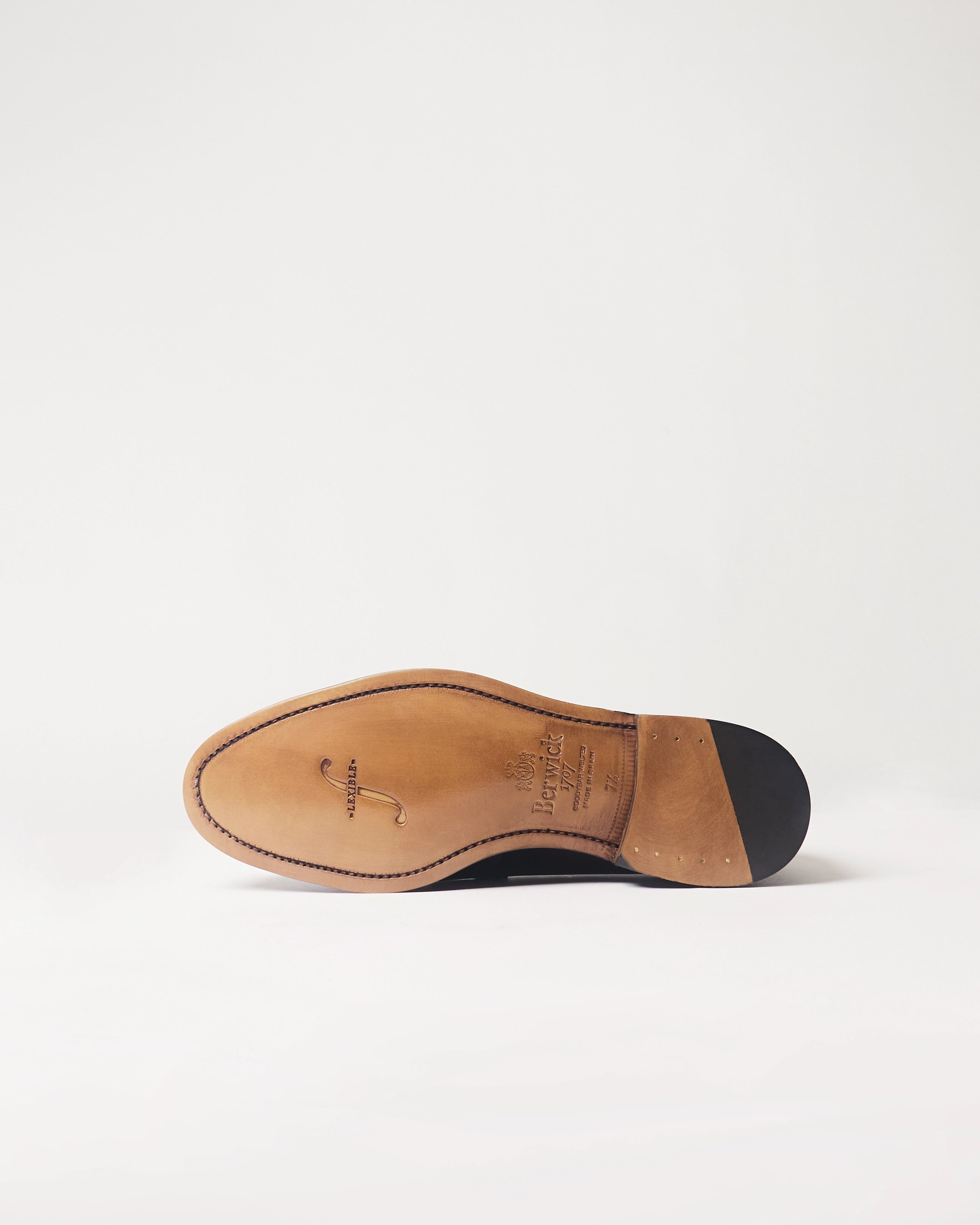 Berwick Penny Loafer 5138 Box Calf Black smooth leather shoe leather outsole view