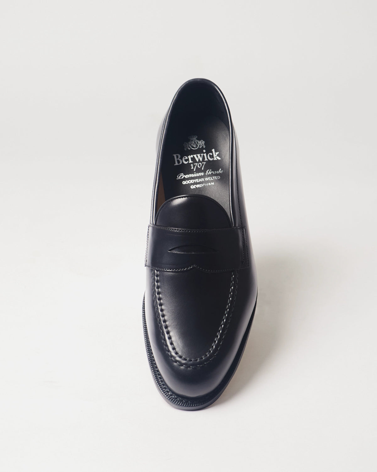 Berwick Penny Loafer 5138 Cordovan Rocado Black shell cordovan leather shoe front view