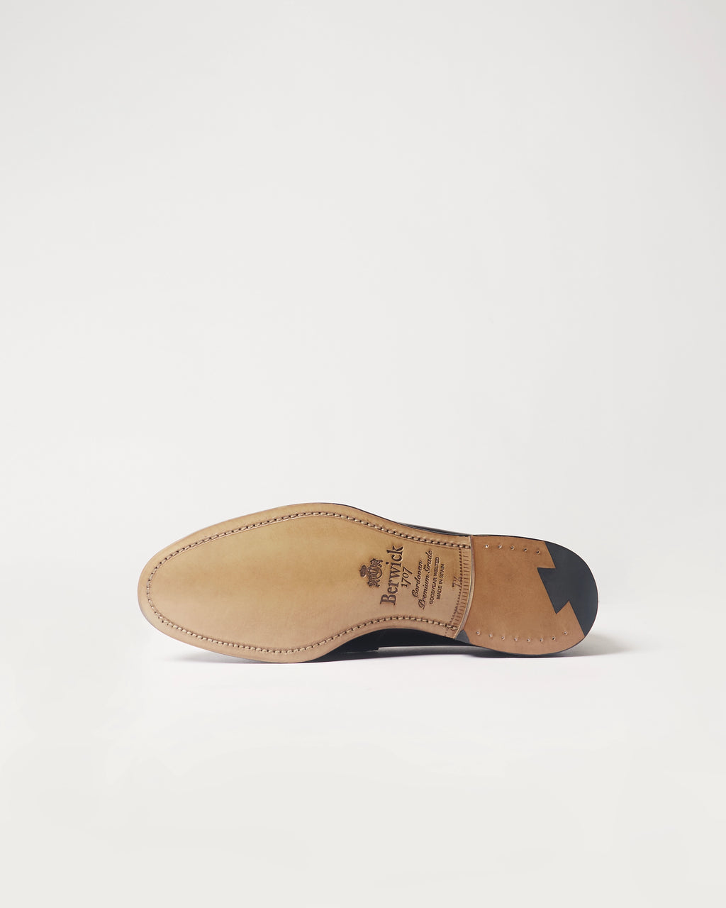 Berwick Penny Loafer 5138 Cordovan Rocado Black shell cordovan leather shoe leather outsole view