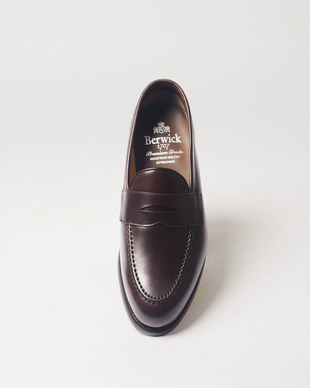 Berwick Penny Loafer 5138 Cordovan Rocado Dark Brown shell cordovan leather shoe front view