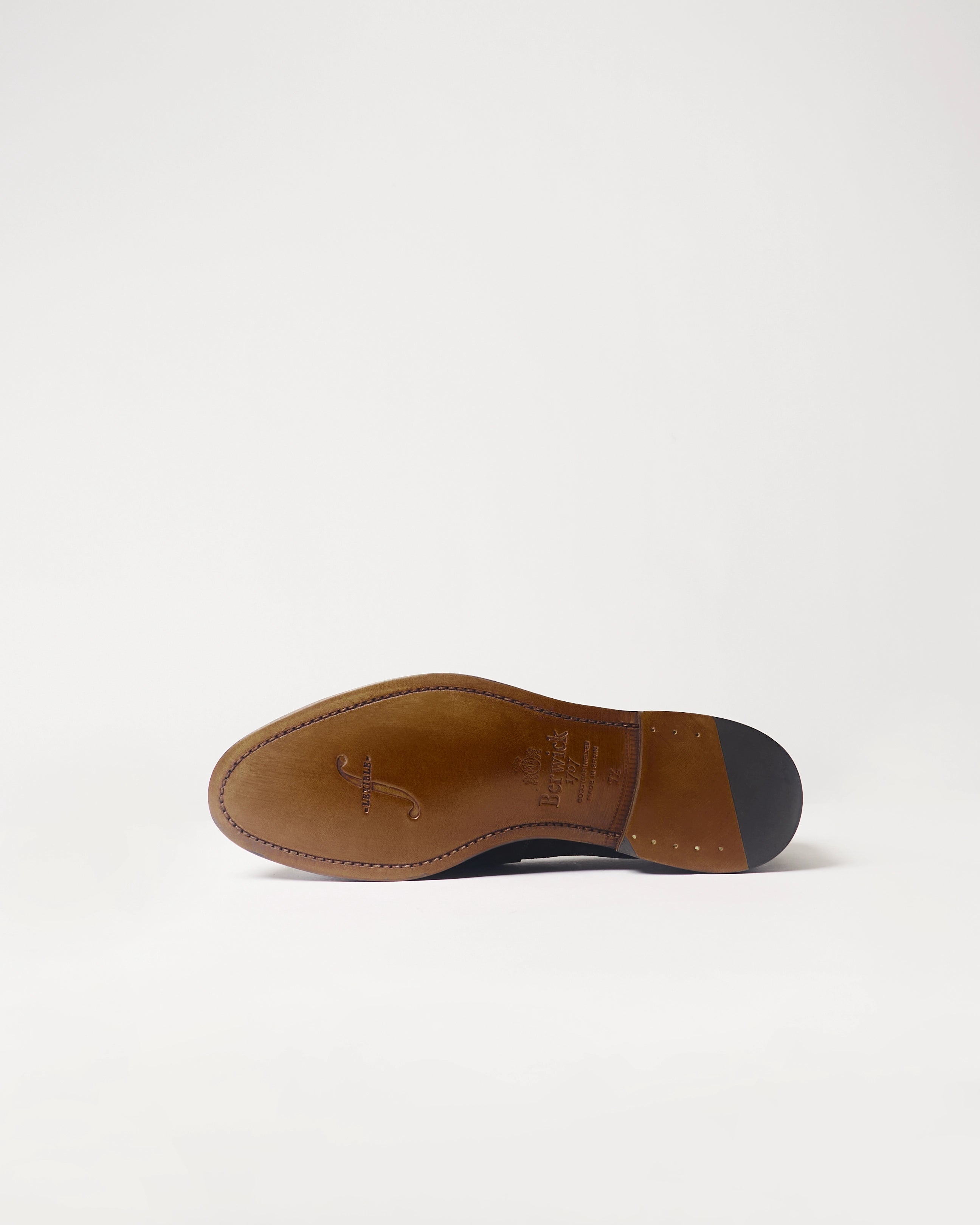 Berwick Penny Loafer 5138 Go Rain Suede Black shoe rubber outsole view