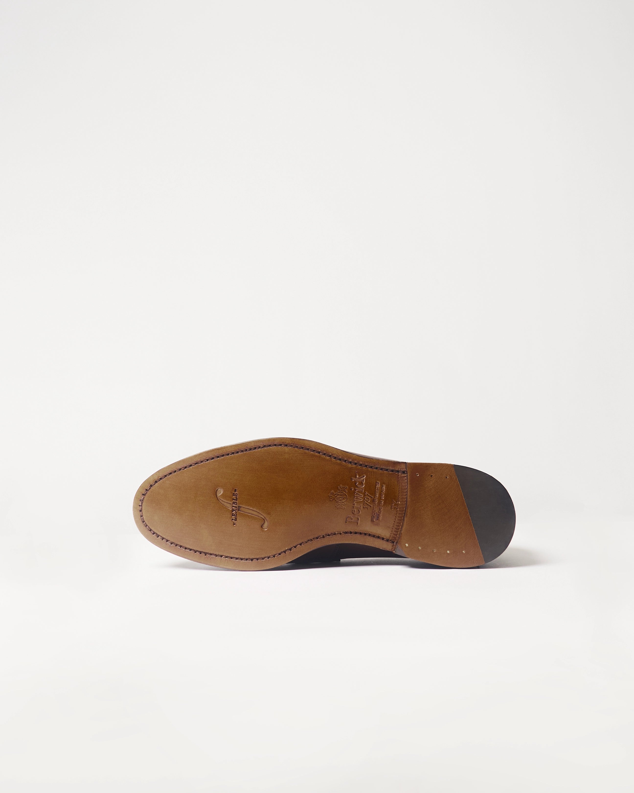 Berwick Penny Loafer 5138 Nomera Dark Brown smooth leather shoe leather outsole view