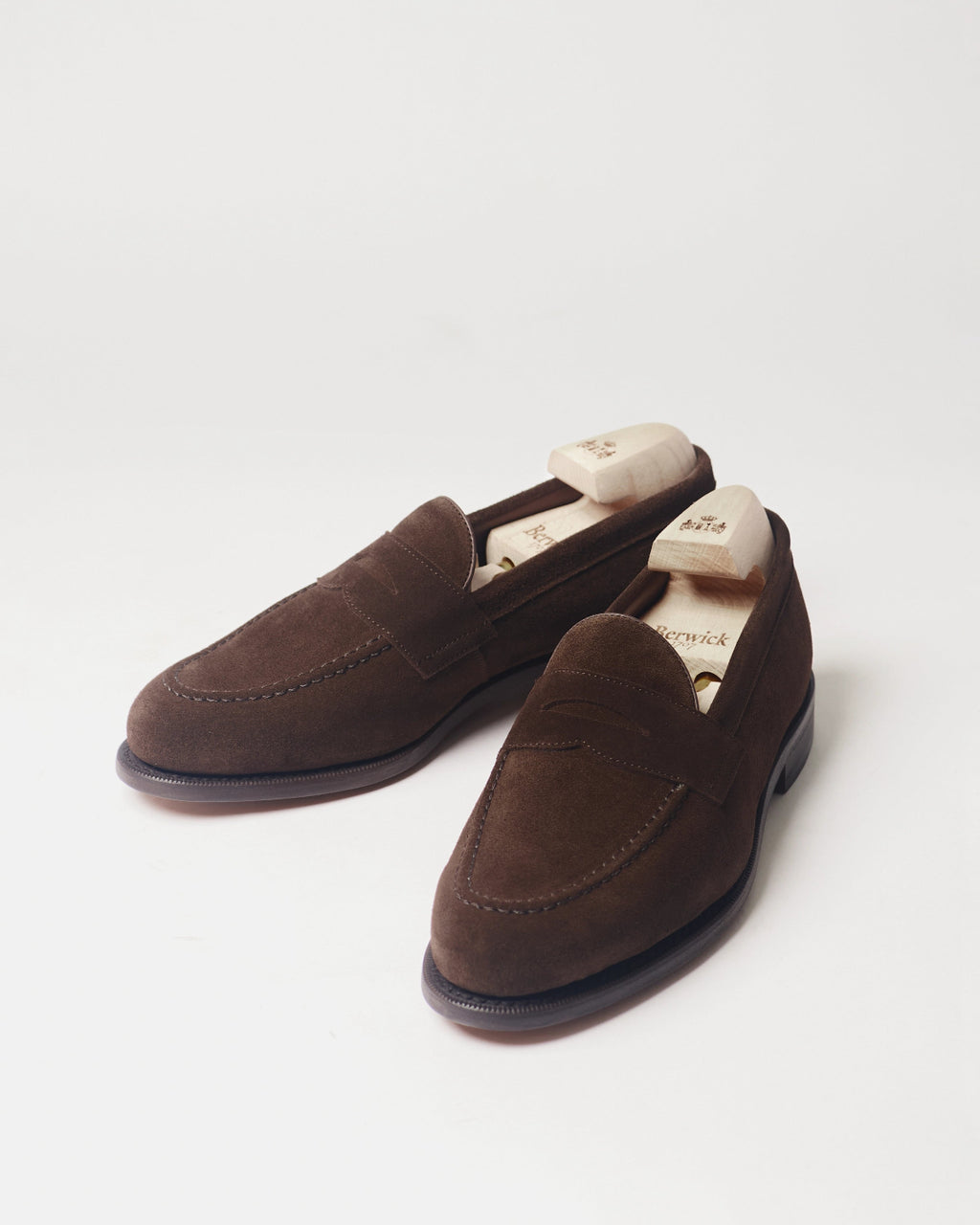 Berwick Penny Loafer 5138 Repello Suede 173 shoes pair front angle view