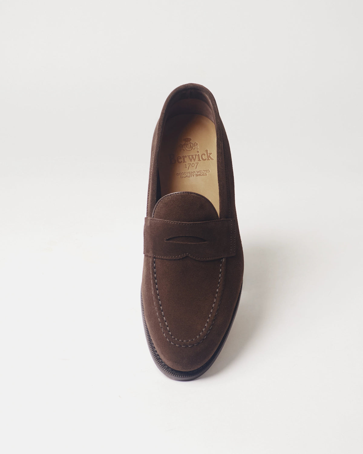 Berwick Penny Loafer 5138 Repello Suede 173 shoe front view