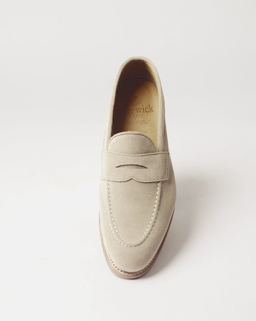 Berwick Penny Loafer 5138 Repello Suede Gaucho dark brown shoe front view