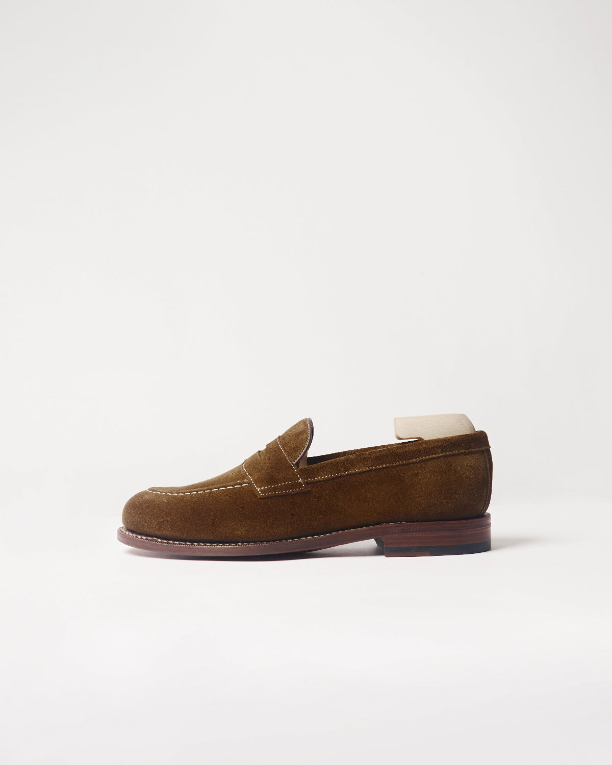 Berwick Penny Loafer 5138 Repello Suede New Eng Snuff brown shoe side view