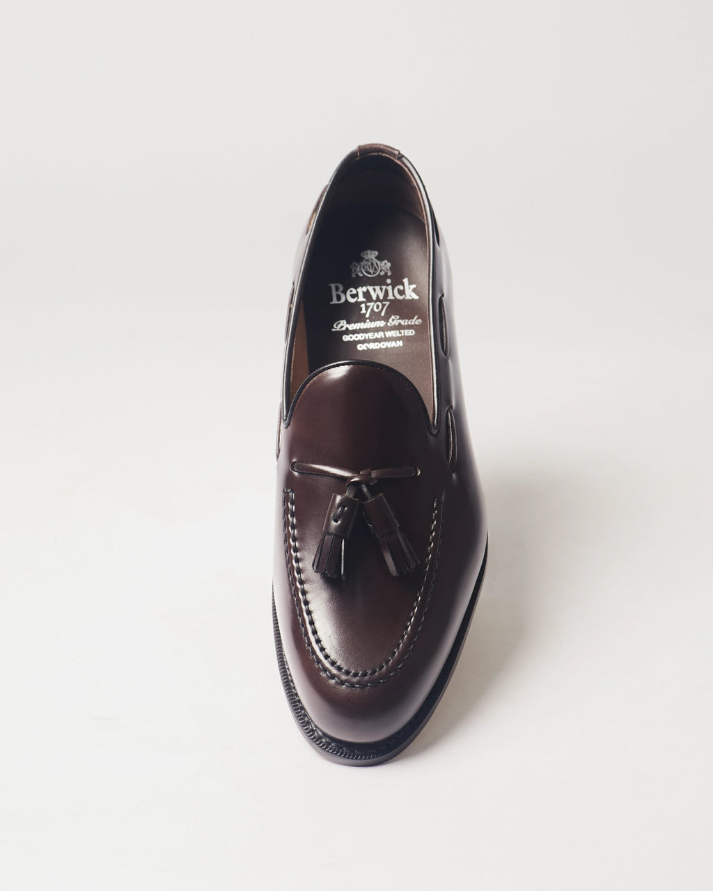 Berwick Tassel Loafer 5139 Cordovan Rocado Dark Brown shell cordovan leather shoe front view