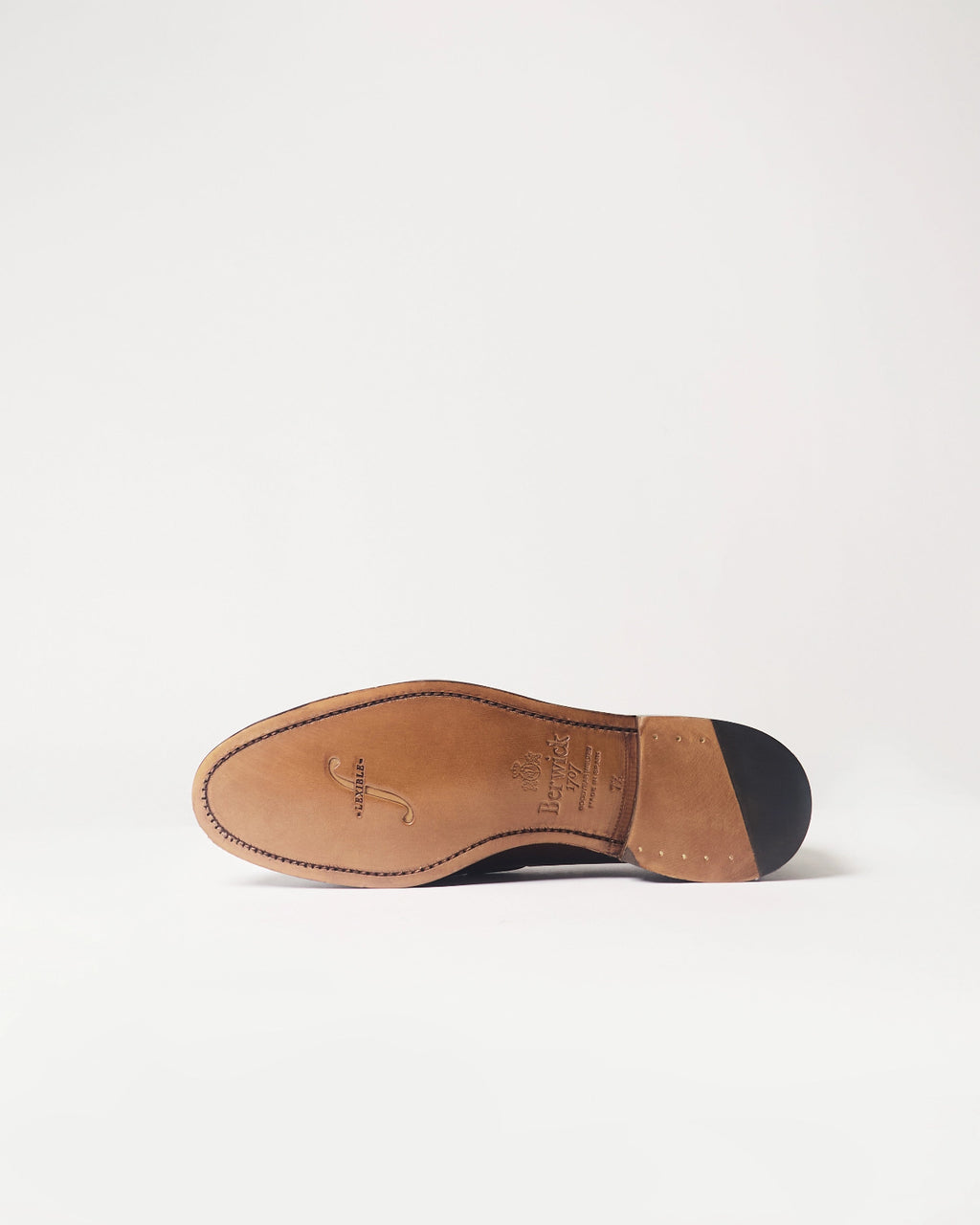 Berwick Tassel Loafer 5139 Nomera Dark Brown smooth leather shoe leather outsole view