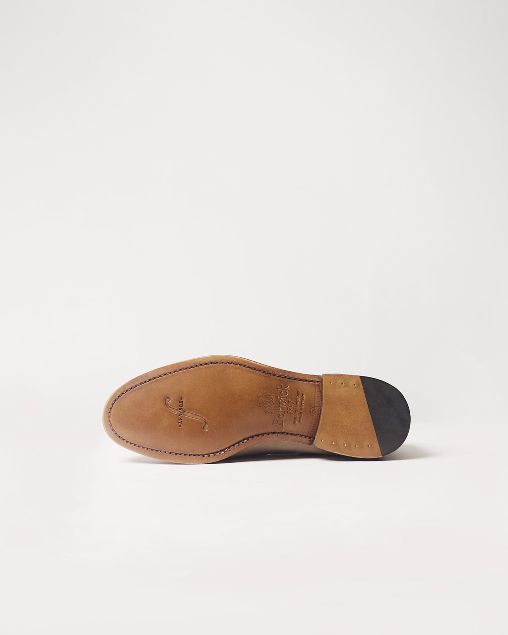 Berwick Tassel Loafer 5139 Repello Suede Gaucho dark brown shoe rubber outsole view