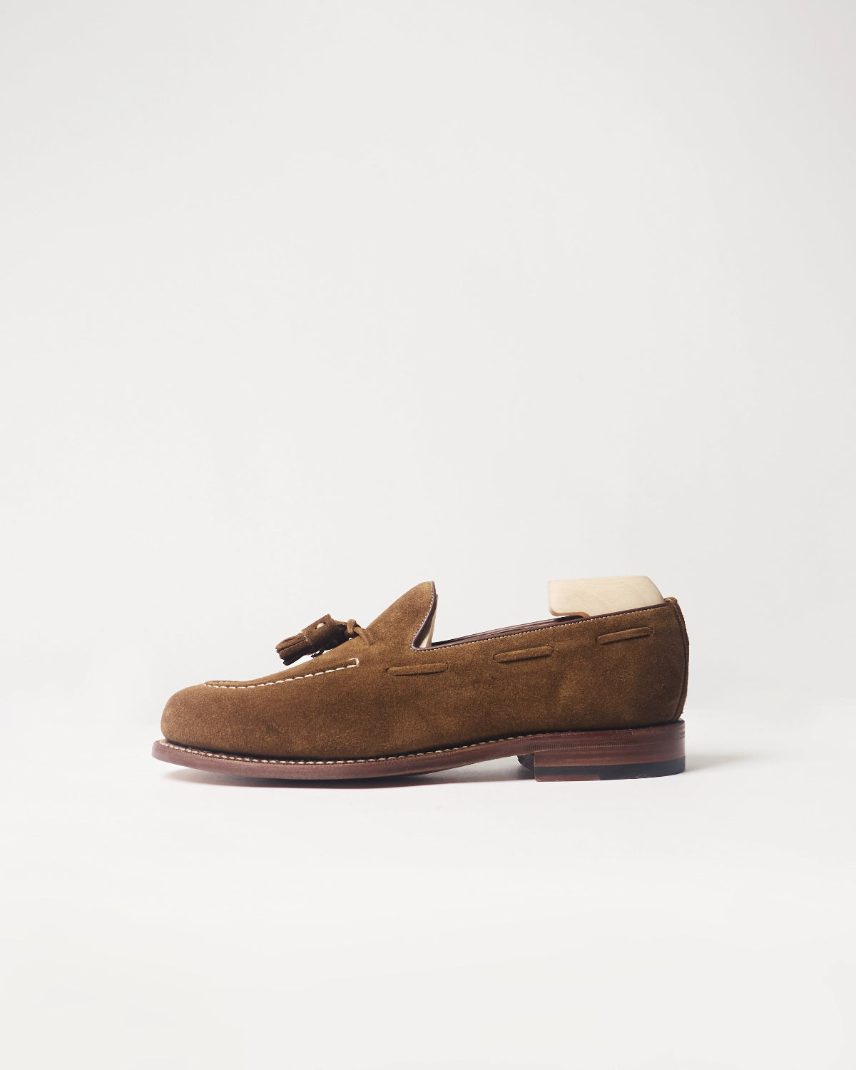 Berwick Tassel Loafer 5139 Repello Suede New Eng Snuff brown shoe side view