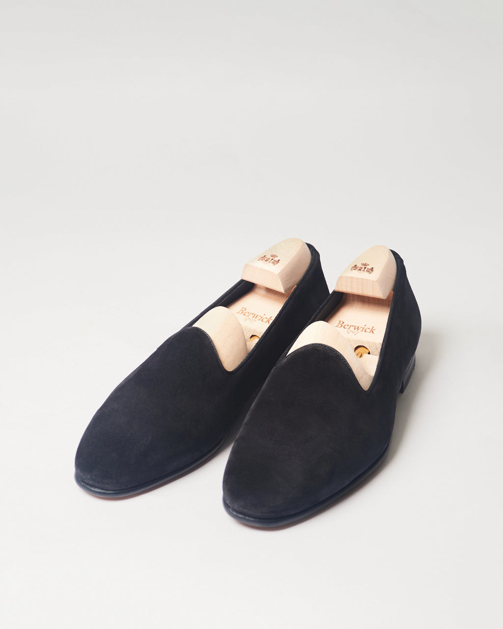 Berwick Slip On 5198 Go Rain Suede Black shoes pair front angle view