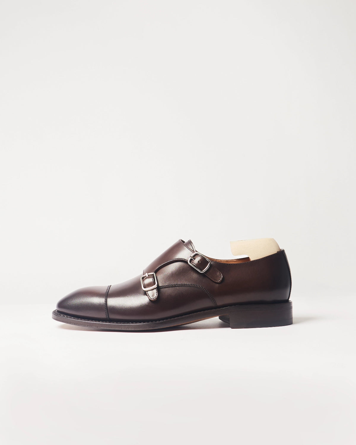 Berwick Double Monk 5212 Nomera Dark Brown smooth leather shoe side view