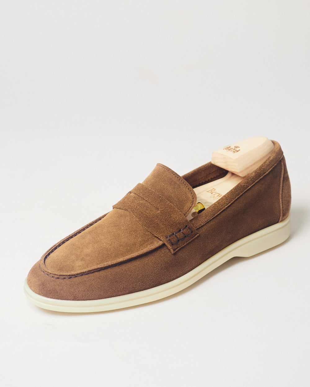 Berwick Flex Walk Penny Loafer 5371 Go Rain Janus Suede Noce single shoe front angle view