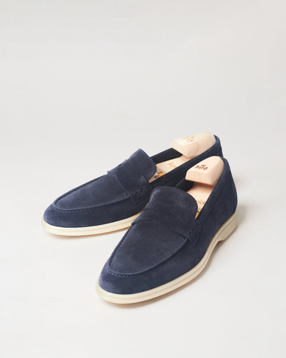 Berwick Flex Walk Penny Loafer 5371 Repello Suede Gum Oil Baltic leather shoes pair front angle view
