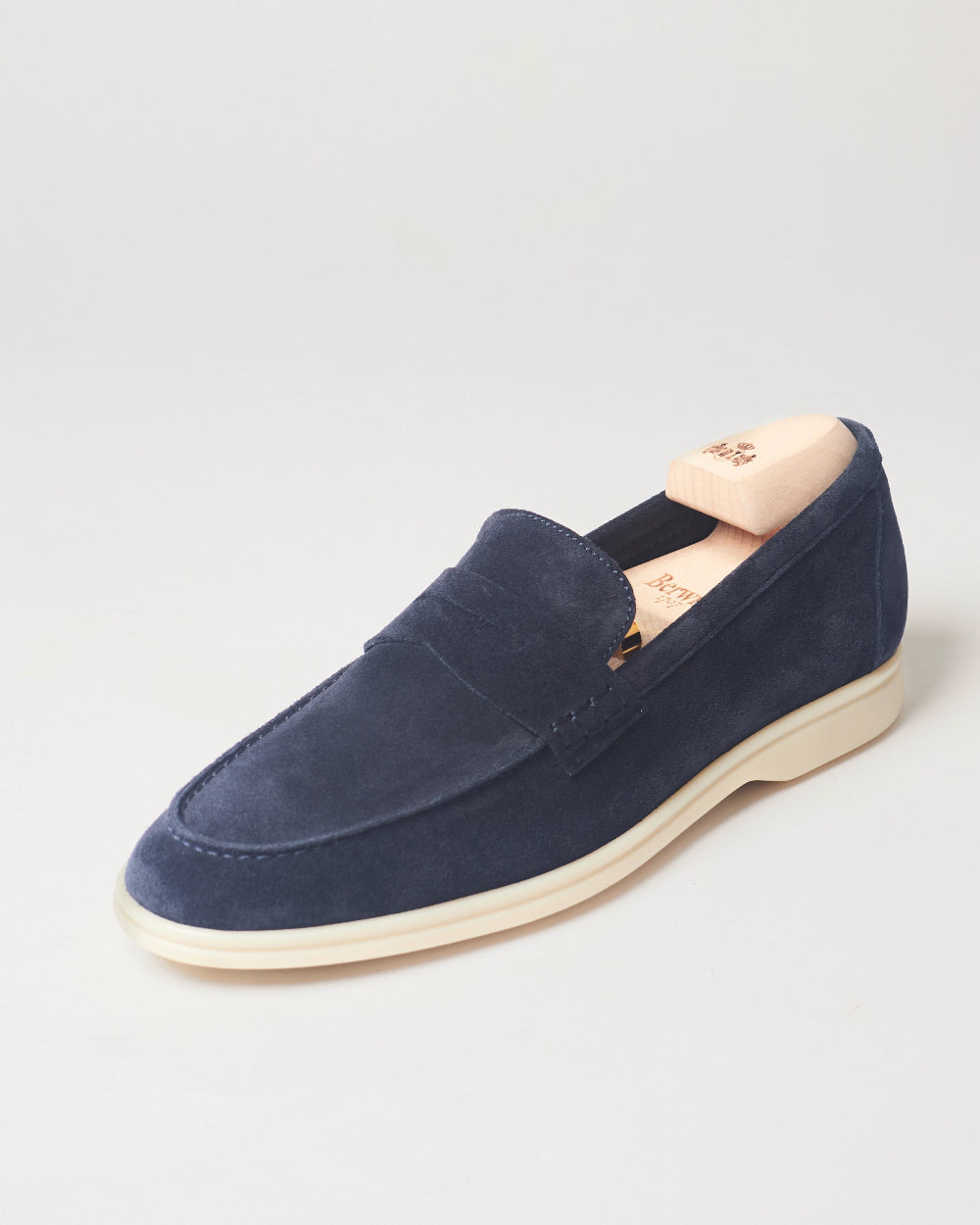 Berwick Flex Walk Penny Loafer 5371 Repello Suede Gum Oil Baltic single shoe front angle view