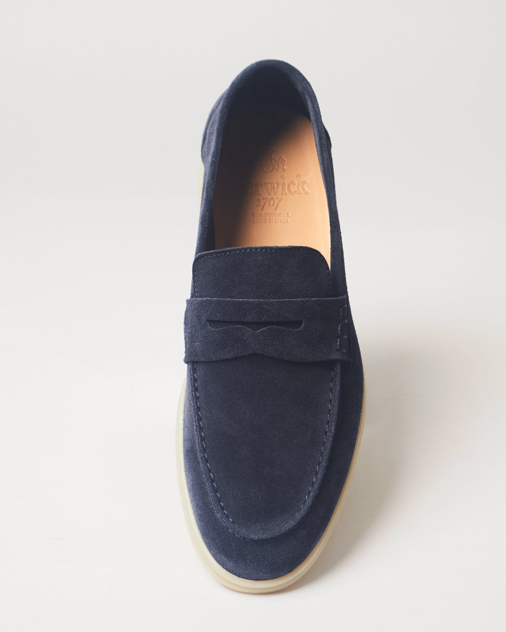 Berwick Flex Walk Penny Loafer 5371 Repello Suede Gum Oil Baltic leather shoes top front view