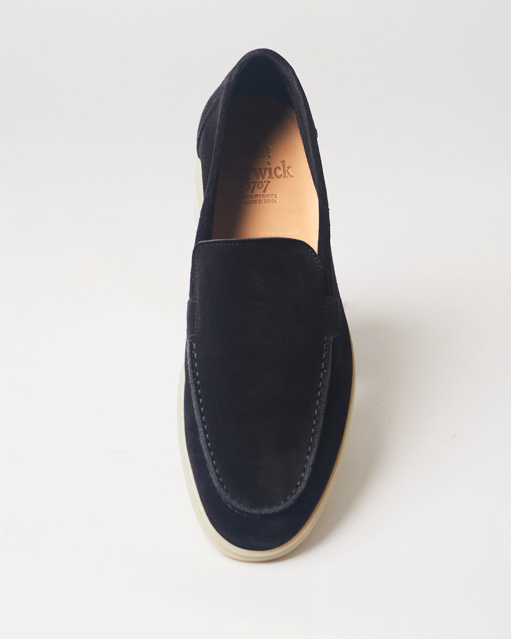 Berwick Flex Walk Loafer 5542 Go Rain Janus Suede Black leather shoes top front view