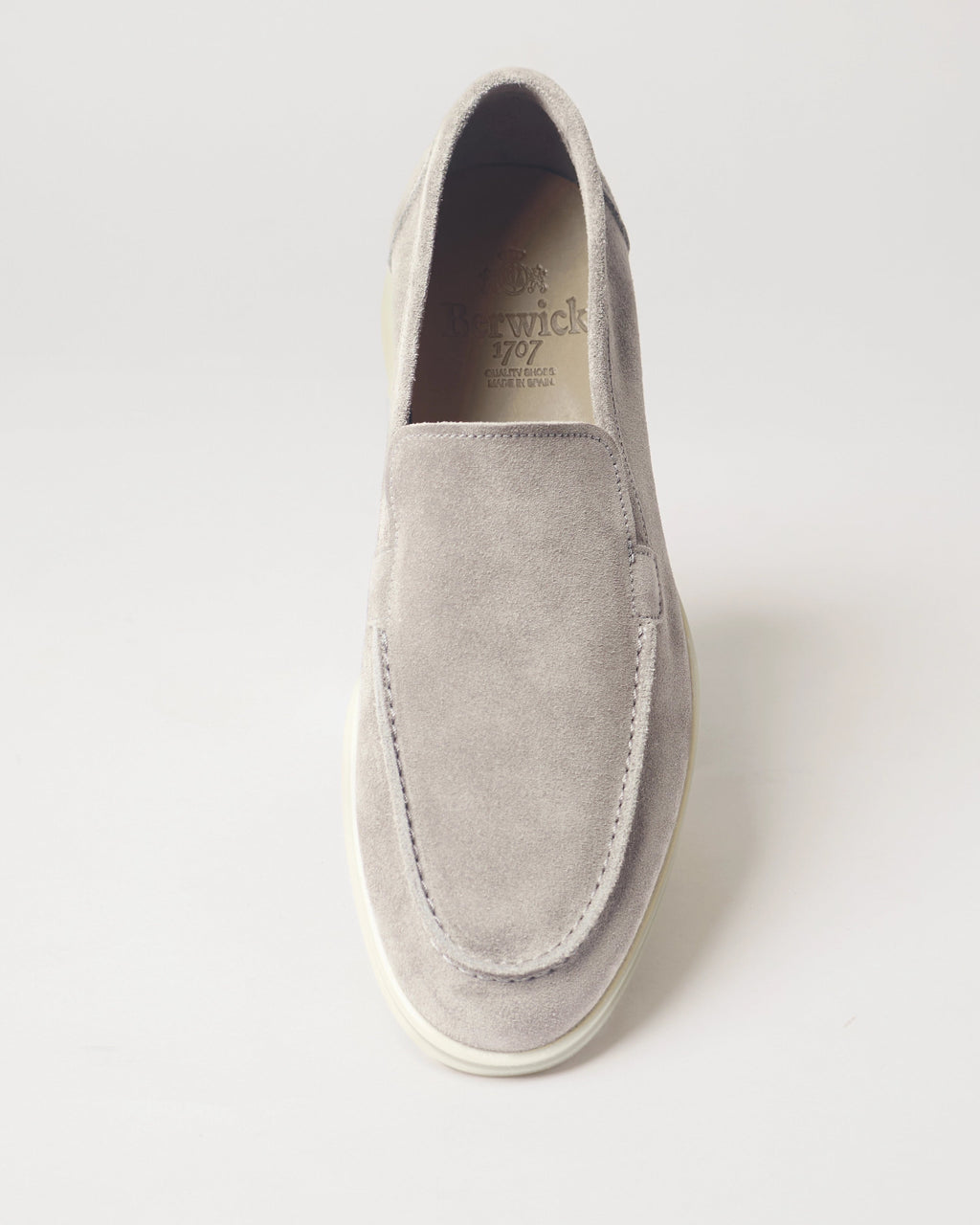 Berwick Flex Walk Loafer 5542 Go Rain Janus Suede Taupe Grey 311 leather shoes top front view