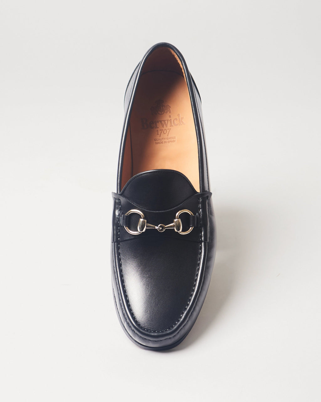 Berwick Horsebit Loafer 5605 Box Calf Black smooth leather shoe front view
