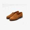 Berwick 5692 Penny Loafer in Tobacco suede front angle view