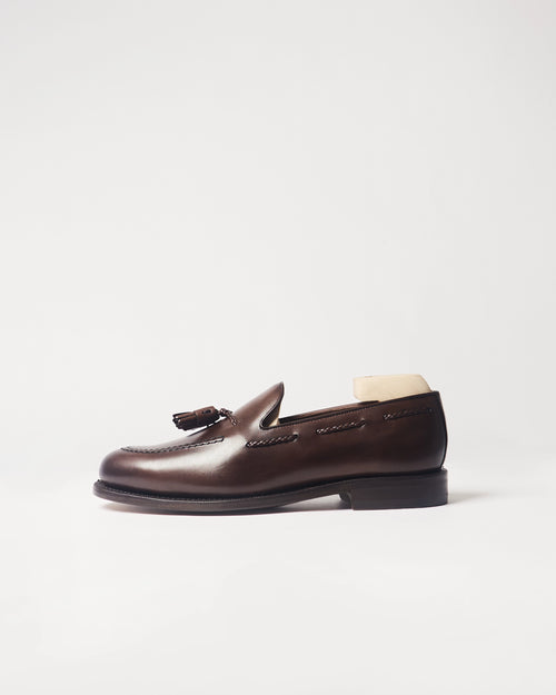Berwick Braided Tassel Loafer 5714 Nomera Dark Brown smooth leather shoe side view