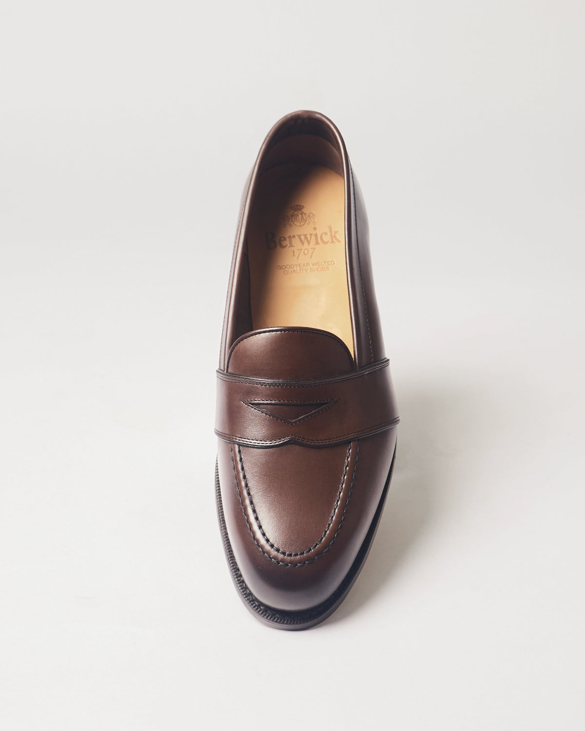 Berwick Full Strap Loafer 5723 Nomera Dark Brown smooth leather shoe front view