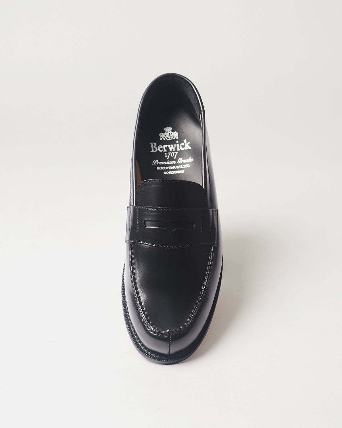 Berwick French Loafer 5732 Cordovan Rocado Black shell cordovan leather shoe front view