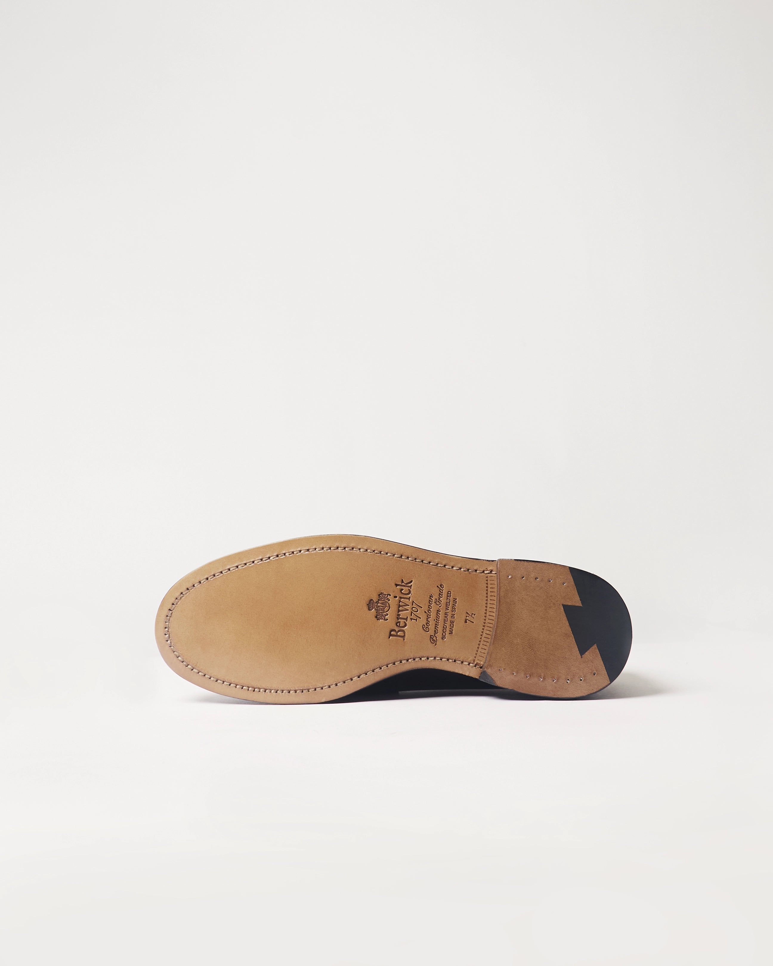 Berwick French Loafer 5732 Cordovan Rocado Black shell cordovan leather shoe leather outsole view