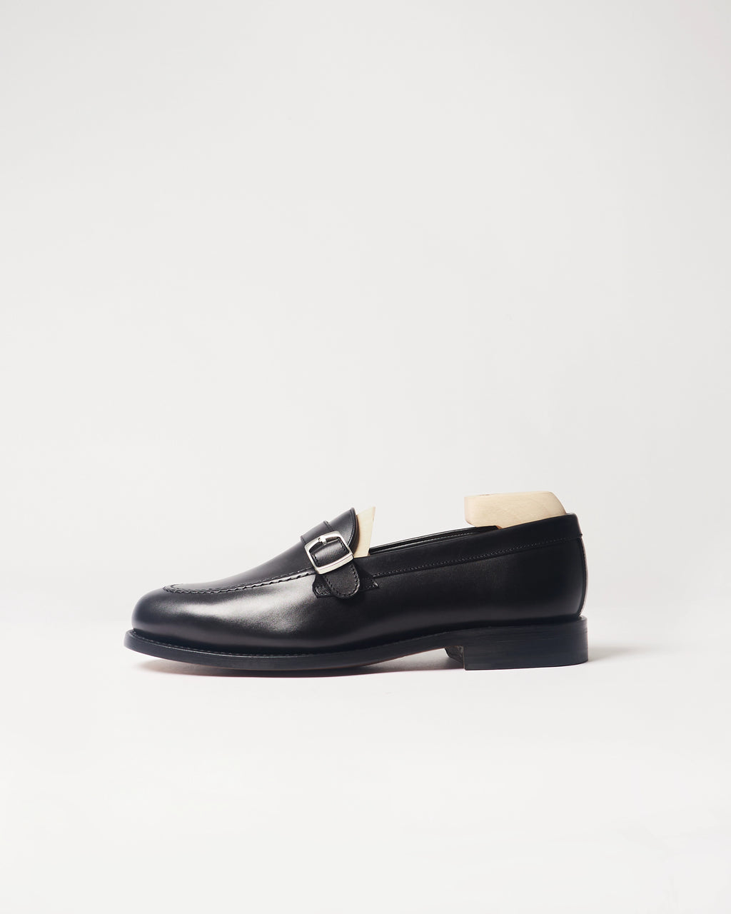 Berwick Strap Loafer 5770 Box Calf Black smooth leather shoes side view