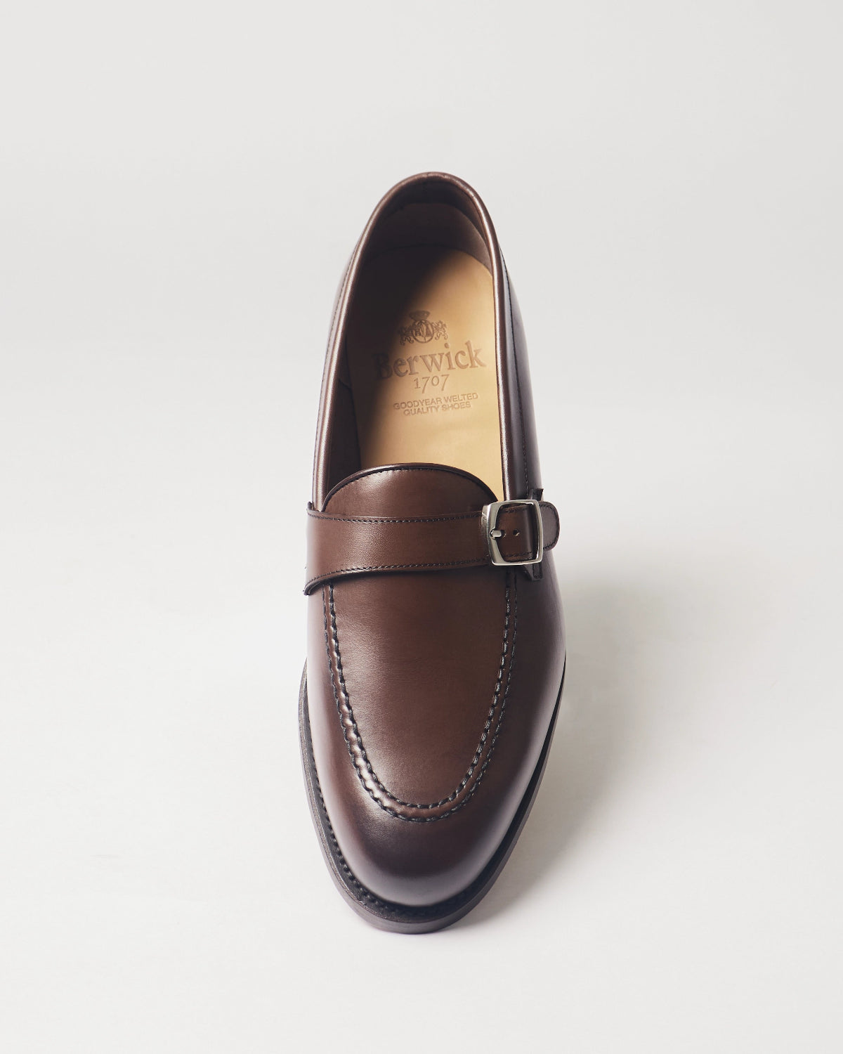 Berwick Strap Loafer 5770 Nomera Dark Brown smooth leather shoe front view