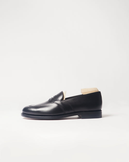 Berwick Dress Full Strap Loafer 5794 Box Calf Black smooth leather shoes side view