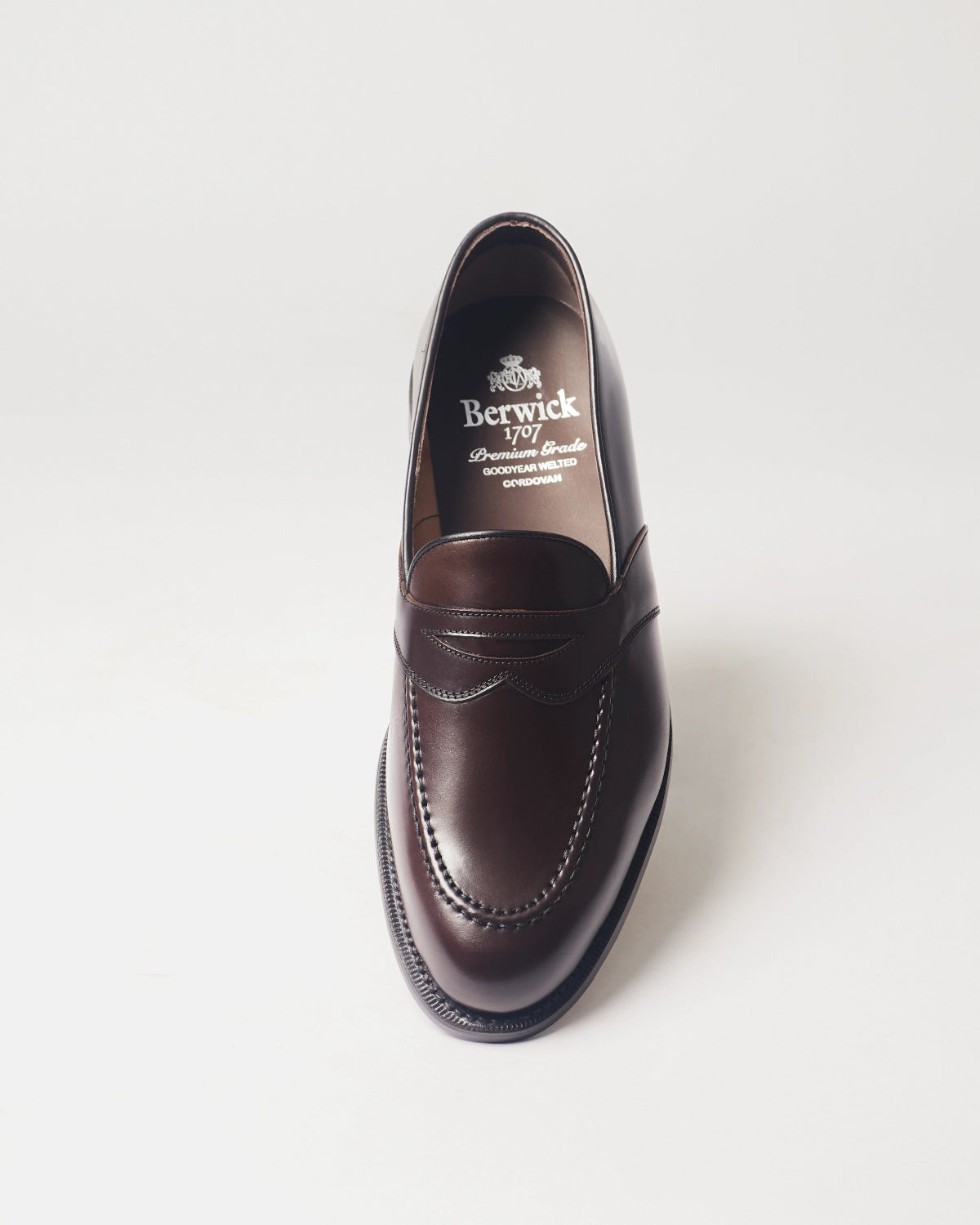 Berwick Dress Full Strap Loafer 5794 Cordovan Rocado Dark Brown shell cordovan leather shoe front view