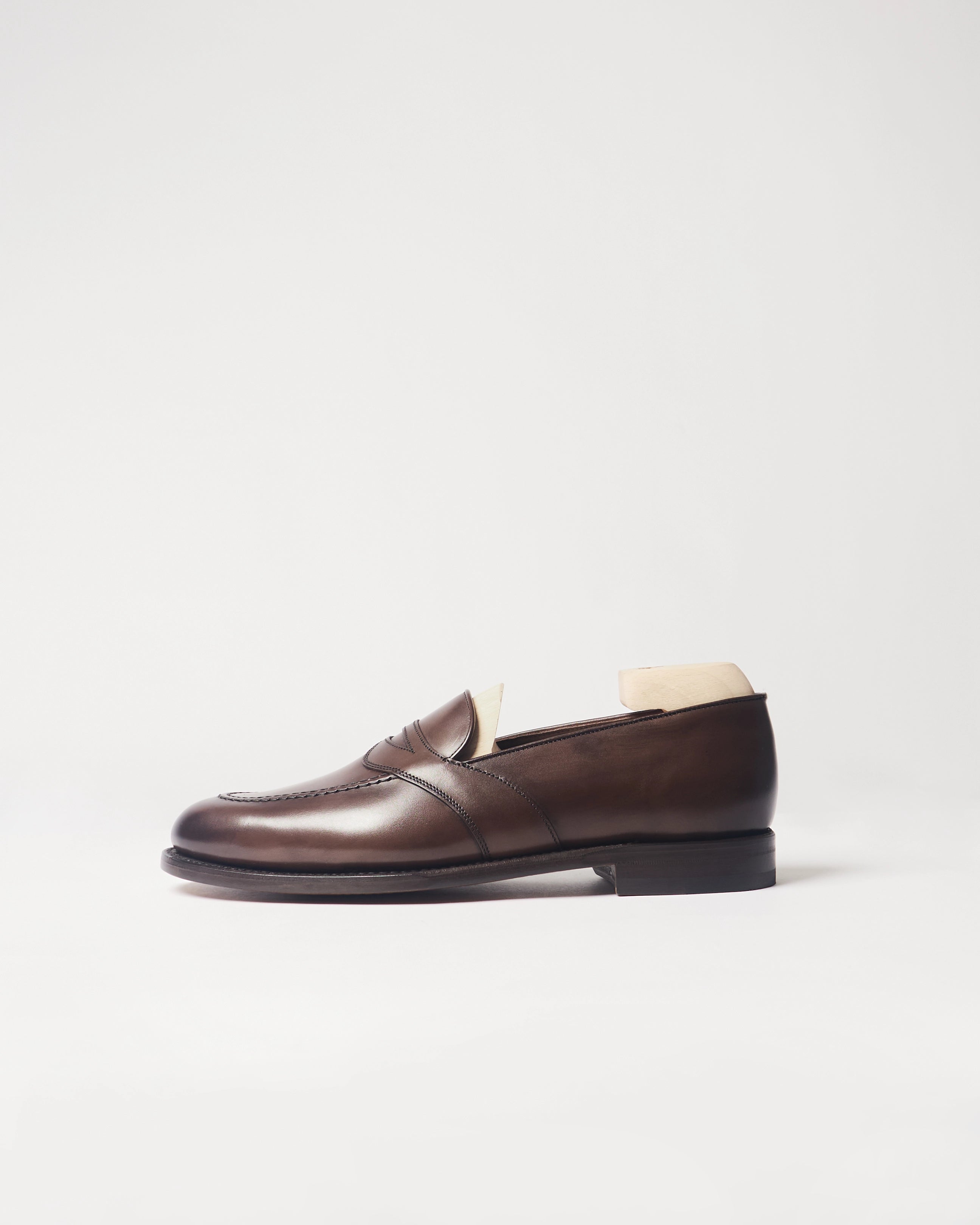 Berwick Dress Full Strap Loafer 5794 Nomera Dark Brown smooth leather shoes side view