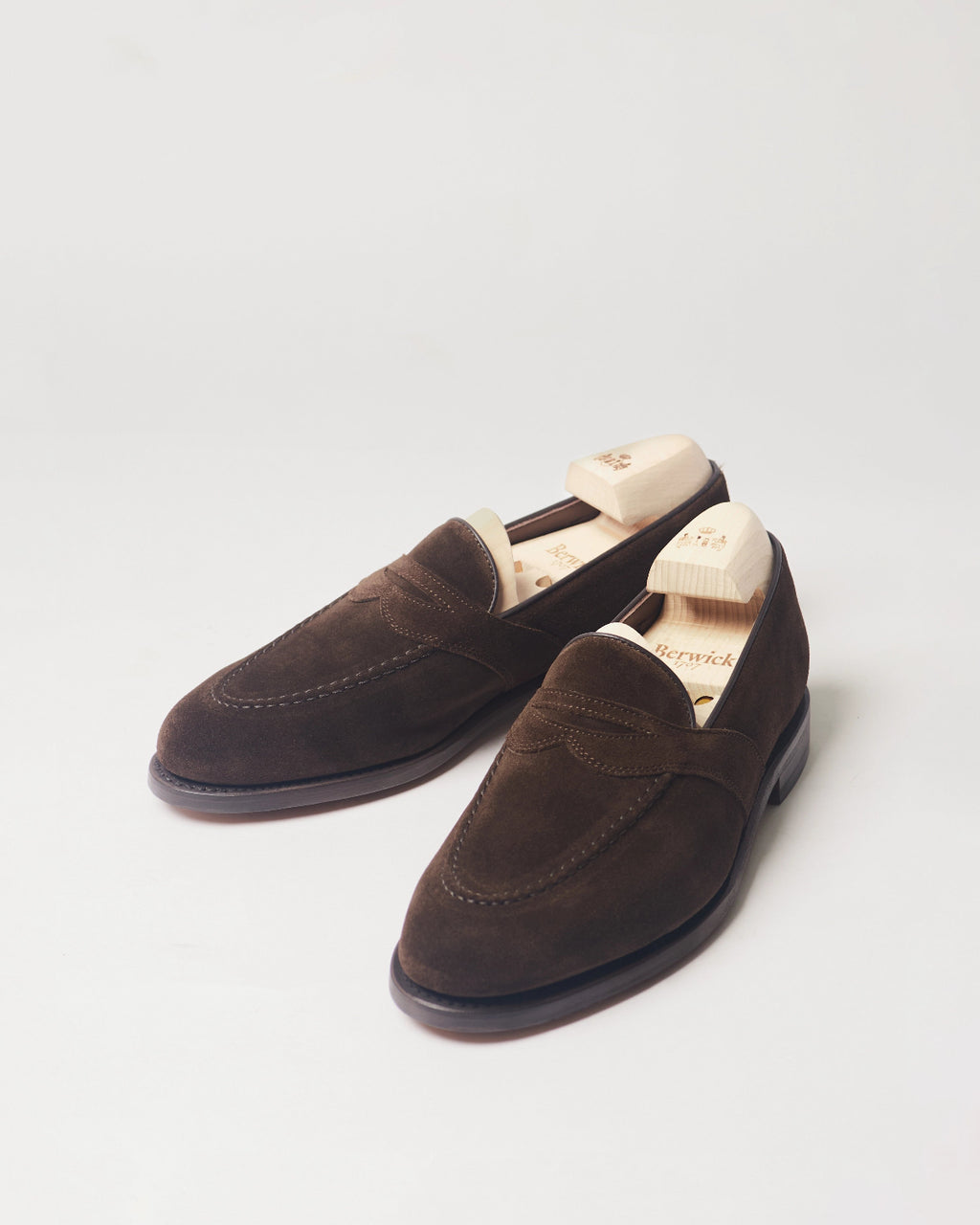 Berwick Dress Full Strap Loafer 5794 Repello Suede Gum Oil 173 leather shoes pair front angle view