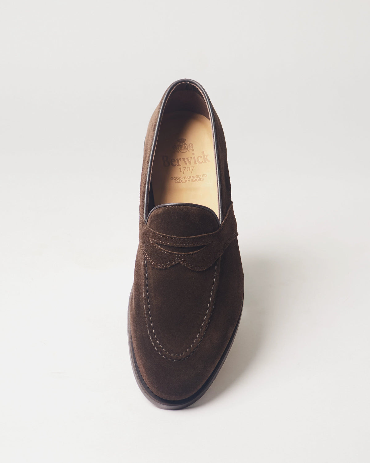 Berwick Dress Full Strap Loafer 5794 Repello Suede Gum Oil 173 leather shoes top front view