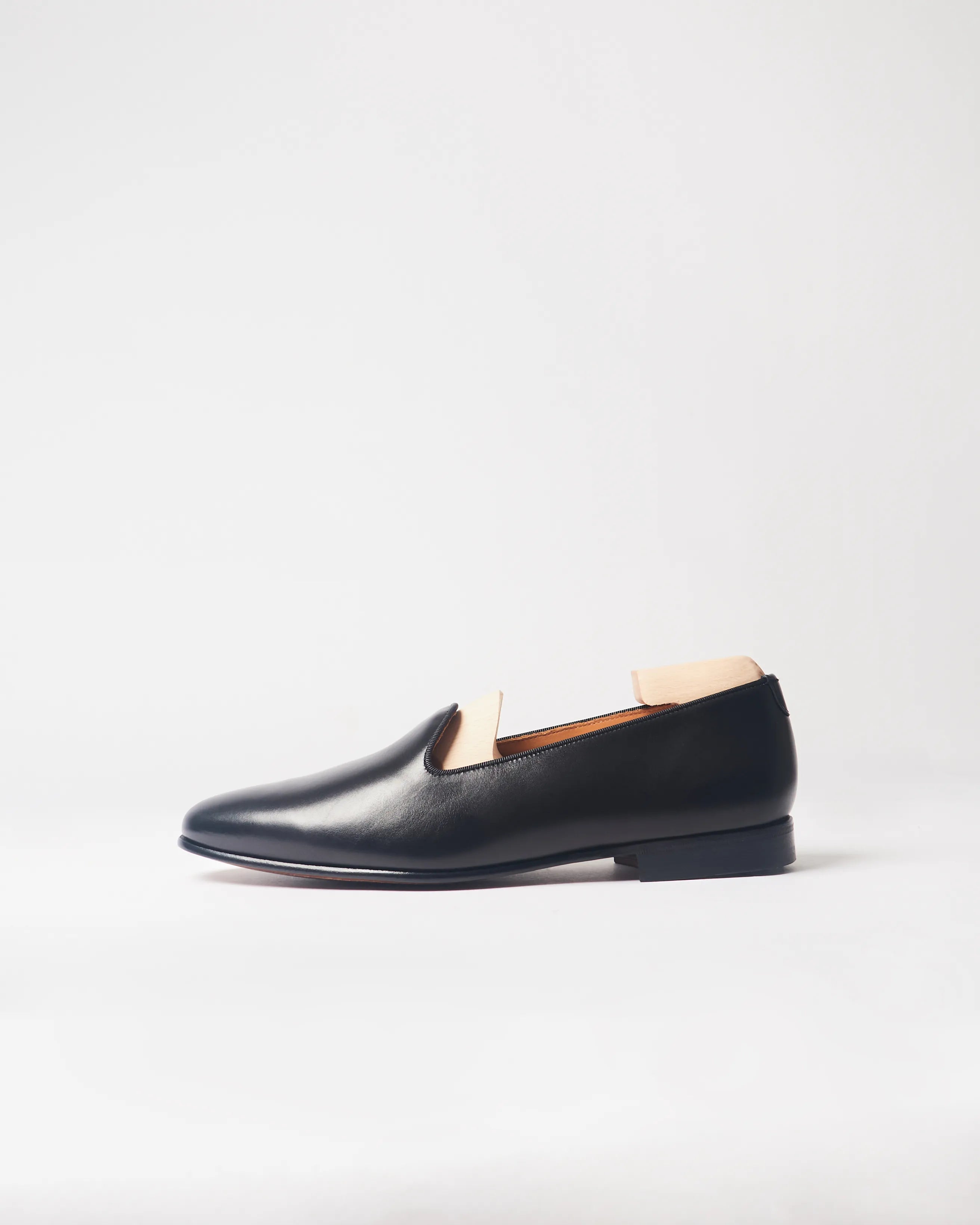 Berwick Slip On 5198 Box Calf loafers in Black side profile view