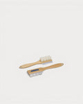 Saphir BDC Microfibre Brush with light wooden handle and soft microfibre cloth side view