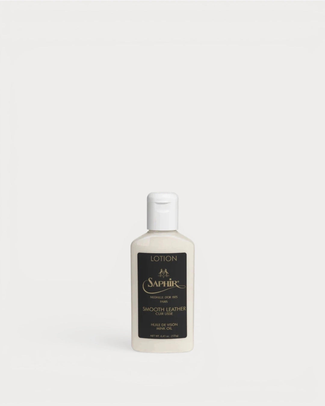 Saphir Medaille dOr Leather Lotion premium cleaner and conditioner bottle front view